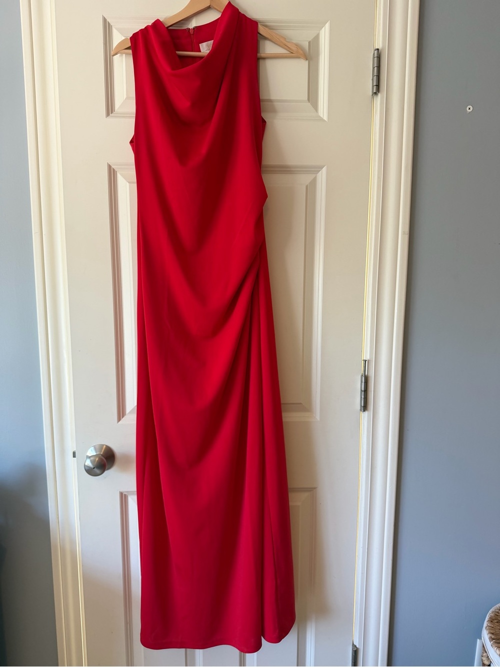 Red Cowl Neck Maxi Dress
